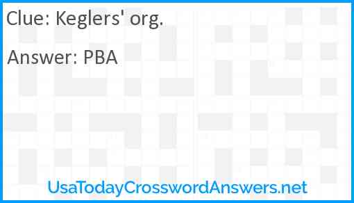 Keglers' org. Answer