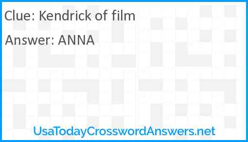 Kendrick of film Answer