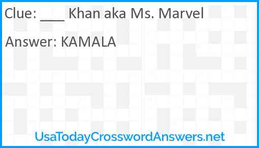___ Khan aka Ms. Marvel Answer