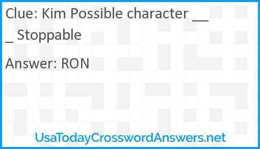 Kim Possible character ___ Stoppable Answer