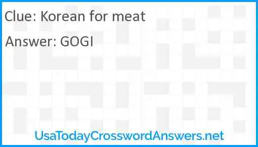 Korean for meat Answer