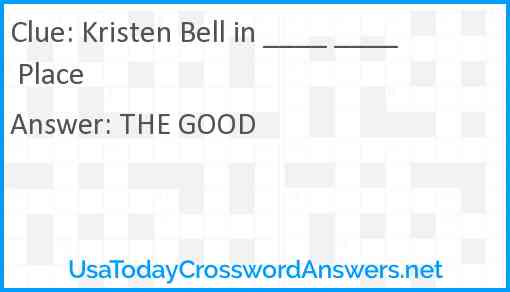 Kristen Bell in ____ ____ Place Answer