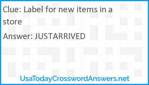 Label for new items in a store Answer
