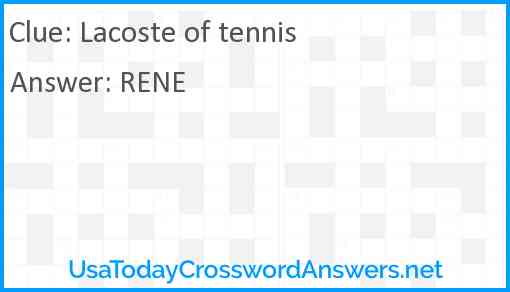 Lacoste of tennis Answer
