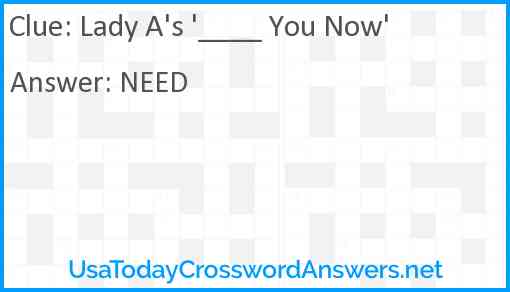 Lady A's '____ You Now' Answer