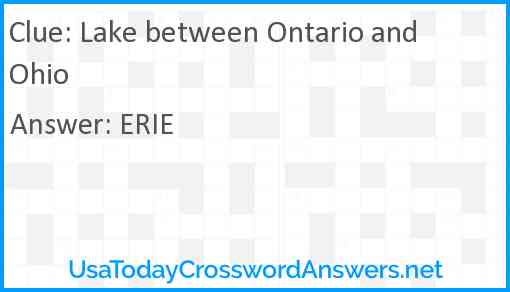 Lake between Ontario and Ohio Answer