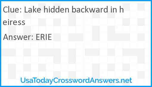 Lake hidden backward in heiress Answer