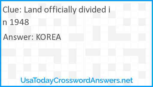 Land officially divided in 1948 Answer