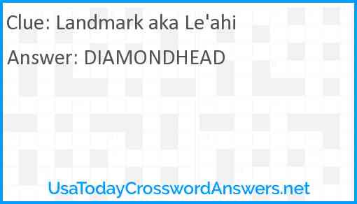 Landmark aka Le'ahi Answer