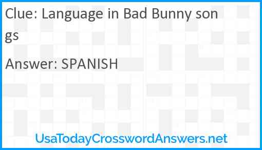 Language in Bad Bunny songs Answer