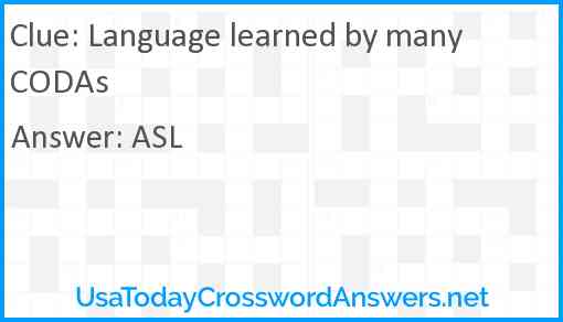 Language learned by many CODAs Answer