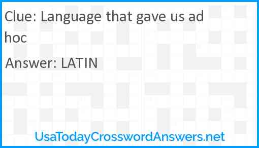 Language that gave us ad hoc Answer