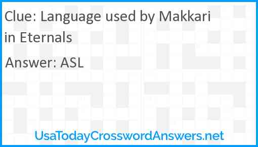 Language used by Makkari in Eternals Answer