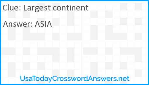 Largest continent Answer