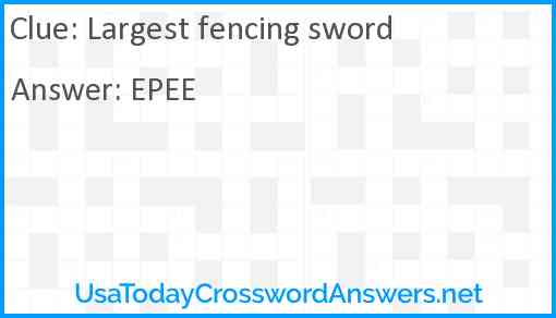 Largest fencing sword Answer