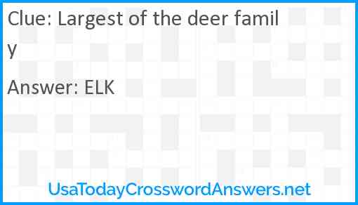 Largest of the deer family Answer