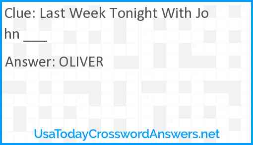 Last Week Tonight With John ___ Answer