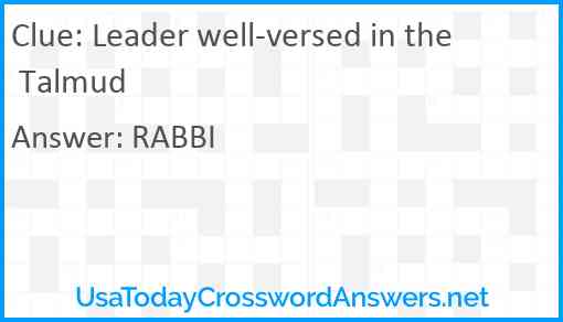 Leader well-versed in the Talmud Answer