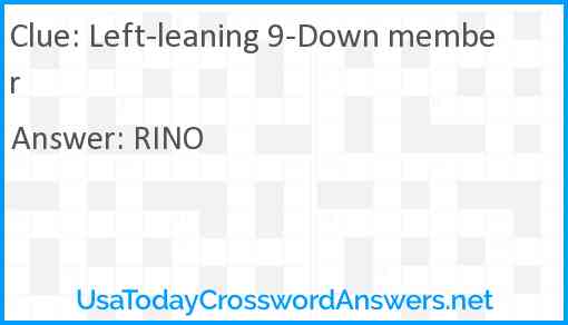 Left-leaning 9-Down member Answer