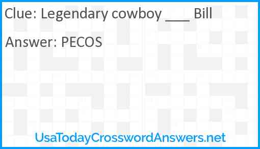 Legendary cowboy ___ Bill Answer