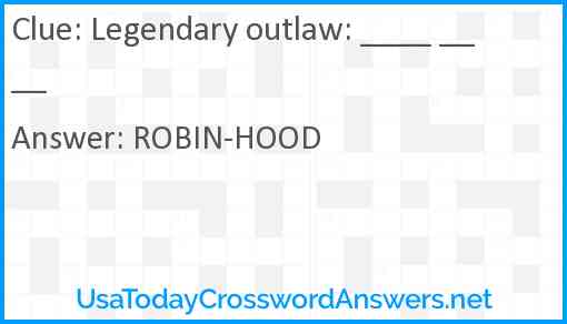 Legendary outlaw: ____ ____ Answer