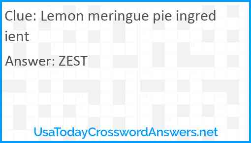 Lemon meringue pie ingredient Answer