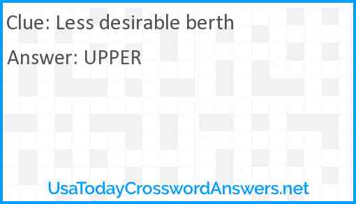 Less desirable berth Answer