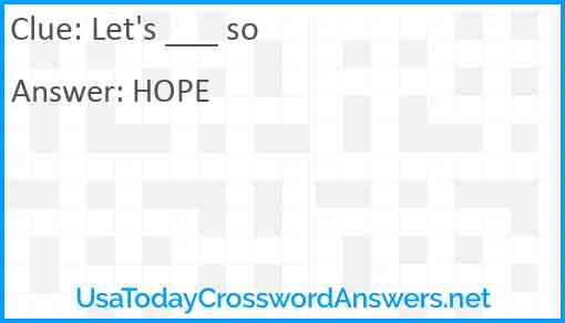 Let's ___ so Answer