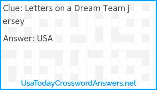 Letters on a Dream Team jersey Answer