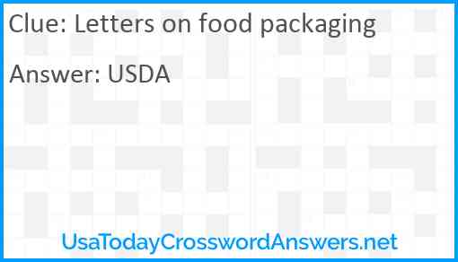 Letters on food packaging Answer