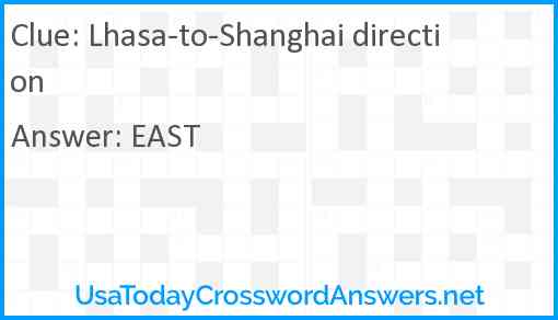 Lhasa-to-Shanghai direction Answer