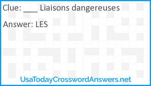 ___ Liaisons dangereuses Answer