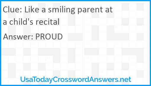 Like a smiling parent at a child's recital Answer