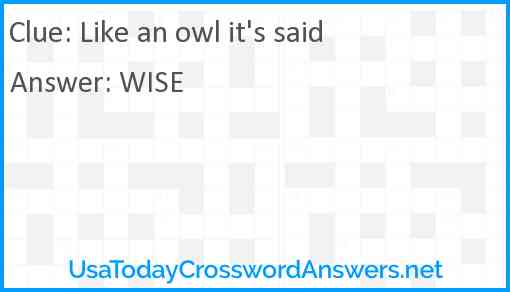 Like an owl it's said Answer
