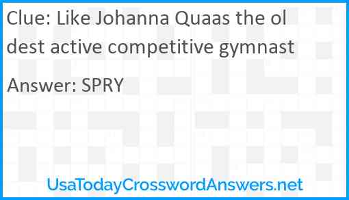 Like Johanna Quaas the oldest active competitive gymnast Answer