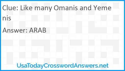 Like many Omanis and Yemenis Answer