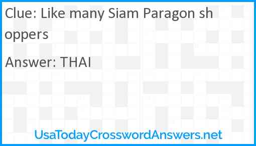 Like many Siam Paragon shoppers Answer