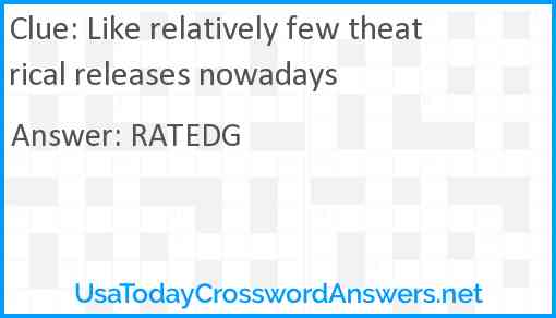 Like relatively few theatrical releases nowadays Answer