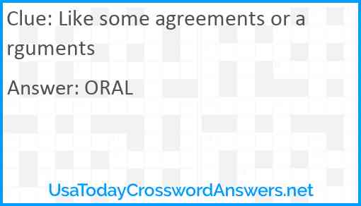 Like some agreements or arguments Answer