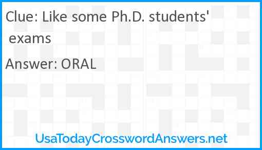 Like some Ph.D. students' exams Answer