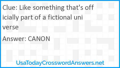 Like something that's officially part of a fictional universe Answer