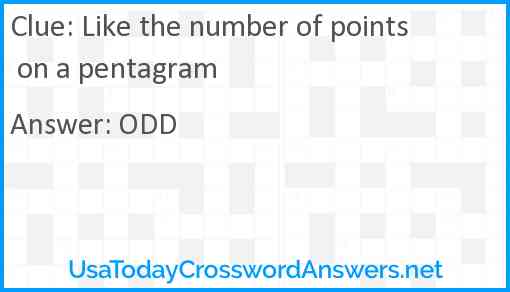 Like the number of points on a pentagram Answer