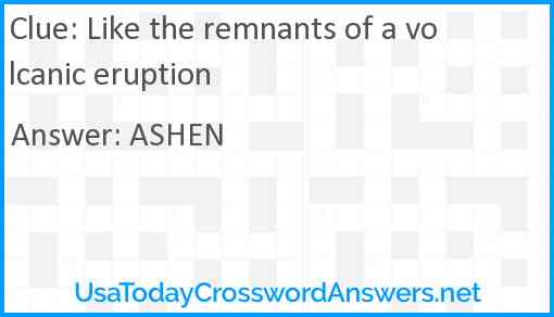 Like the remnants of a volcanic eruption Answer