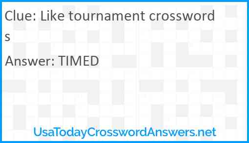 Like tournament crosswords Answer
