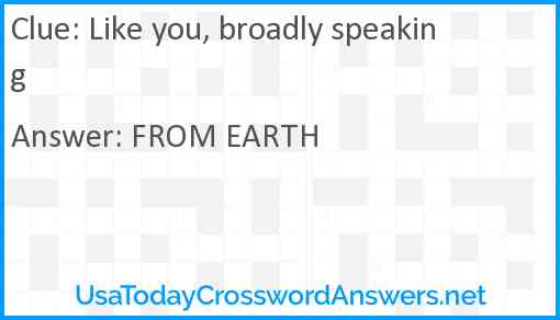 Like you, broadly speaking Answer