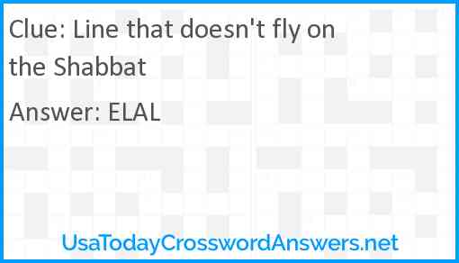 Line that doesn't fly on the Shabbat Answer