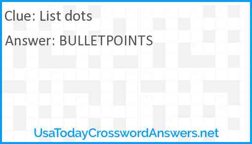 List dots Answer