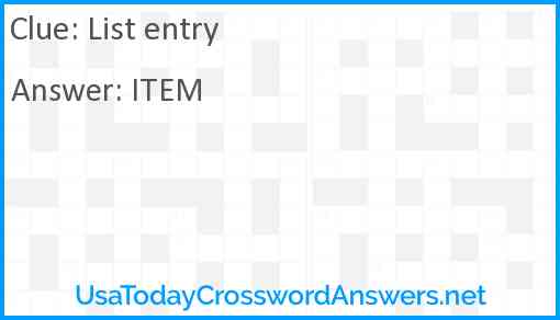 List entry Answer
