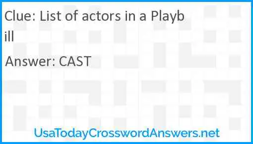 List of actors in a Playbill Answer