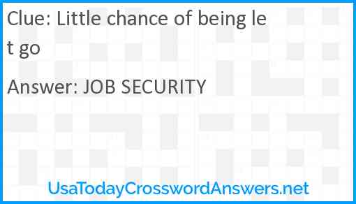 Little chance of being let go Answer
